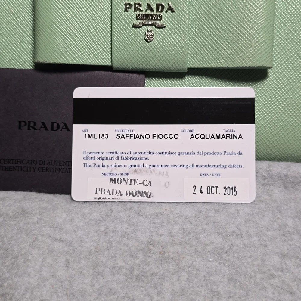 Prada Saffiano Fiocco Acqaumarine Long Wallet - Picture 7 of 16